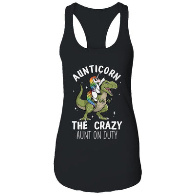 Aunticorn Crazy Aunt Auntie Aunt T-Rex Unicorn-T-Shirt & Tank Top-Women's Ideal Racerback Tank-Black