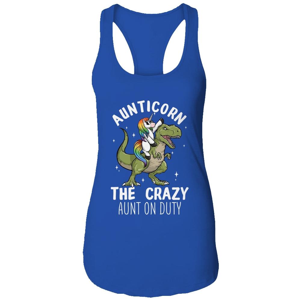 Aunticorn Crazy Aunt Auntie Aunt T-Rex Unicorn-T-Shirt & Tank Top-Women's Ideal Racerback Tank-Royal