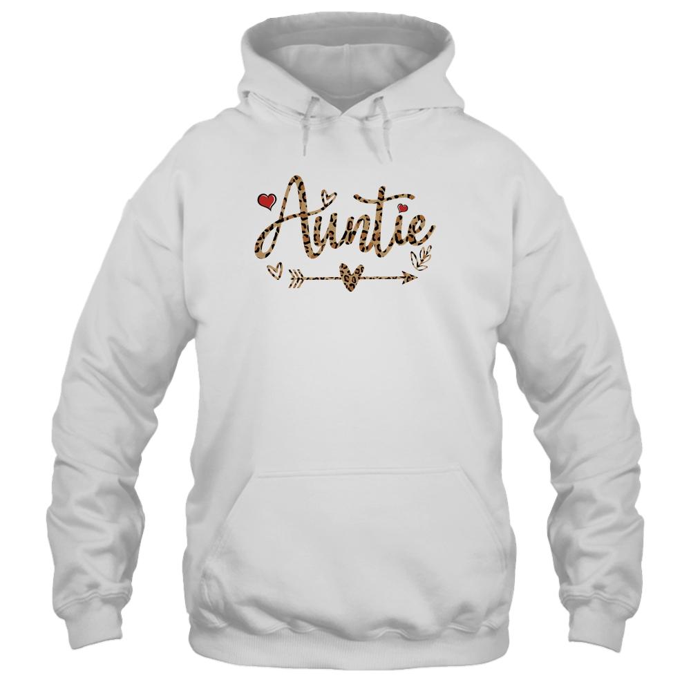 Auntie Leopard Aunt New Auntie First Time Gifts-T-Shirt & Tank Top-Pullover Hoodie-White
