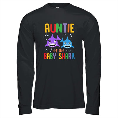 Auntie Of The Baby Shark Birthday Auntie Shark-T-Shirt & Hoodie-Long Sleeve T-Shirt-Black