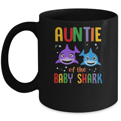 Auntie Of The Baby Shark Birthday Auntie Shark Mug-Coffee Mug-Mug-Black