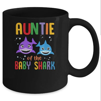 Auntie Of The Baby Shark Birthday Auntie Shark Mug-Coffee Mug-Mug-Black