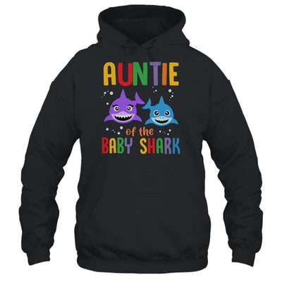 Auntie Of The Baby Shark Birthday Auntie Shark-T-Shirt & Hoodie-Pullover Hoodie-Black