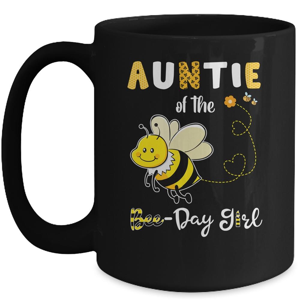 Auntie Of The Bee Birthday Girl Family Matching Mug-Coffee Mug-Mug-Black