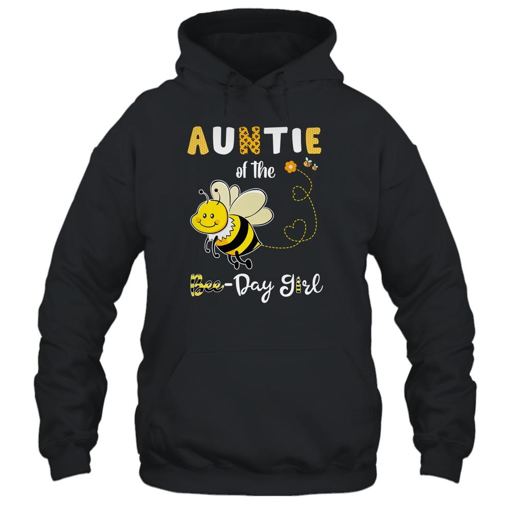 Auntie Of The Bee Birthday Girl Family Matching-T-Shirt & Hoodie-Pullover Hoodie-Black