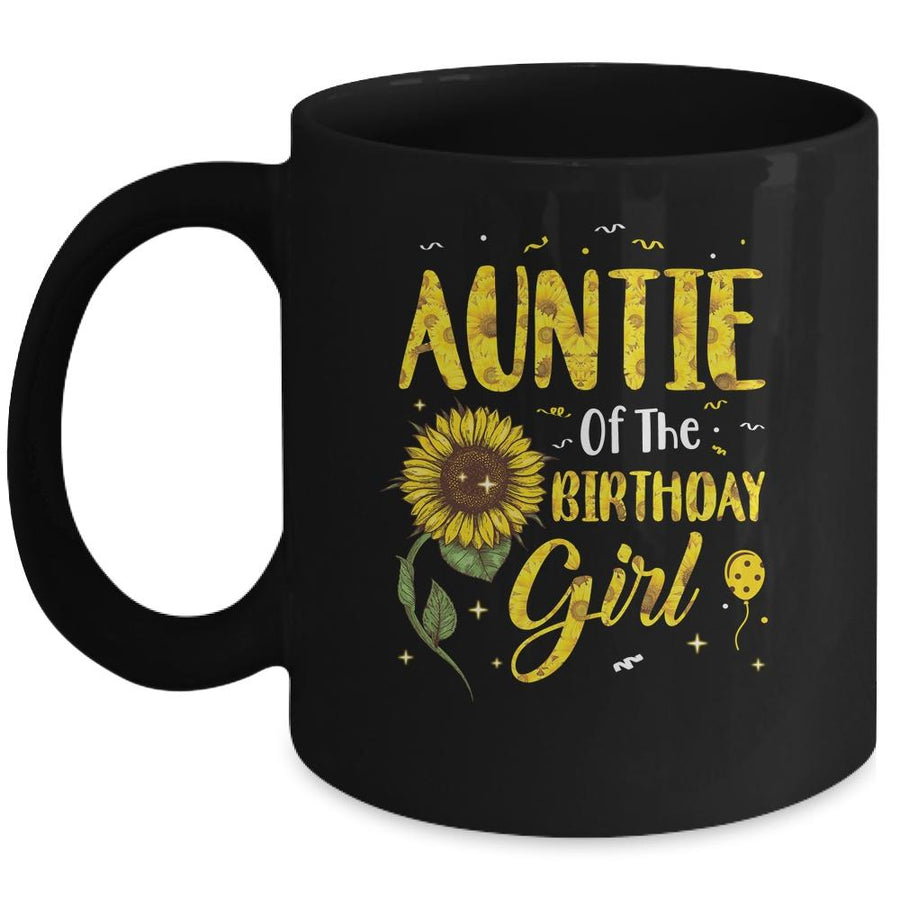 Auntie Of The Birthday Girl Auntie Sunflower Gifts Mug-Coffee Mug-Mug-Black
