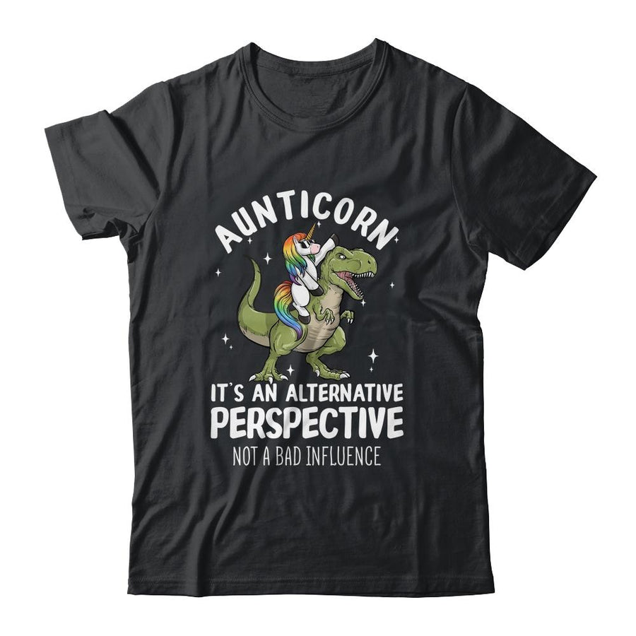 Auntie Unicorn Not Bad Influence Aunt T-Rex Aunticorn-T-Shirt & Tank Top-Classic T-Shirt-Black