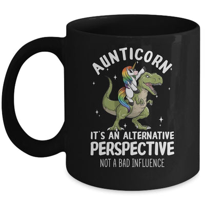 Auntie Unicorn Not Bad Influence Aunt T-Rex Aunticorn Mug-Coffee Mug-Mug-Black