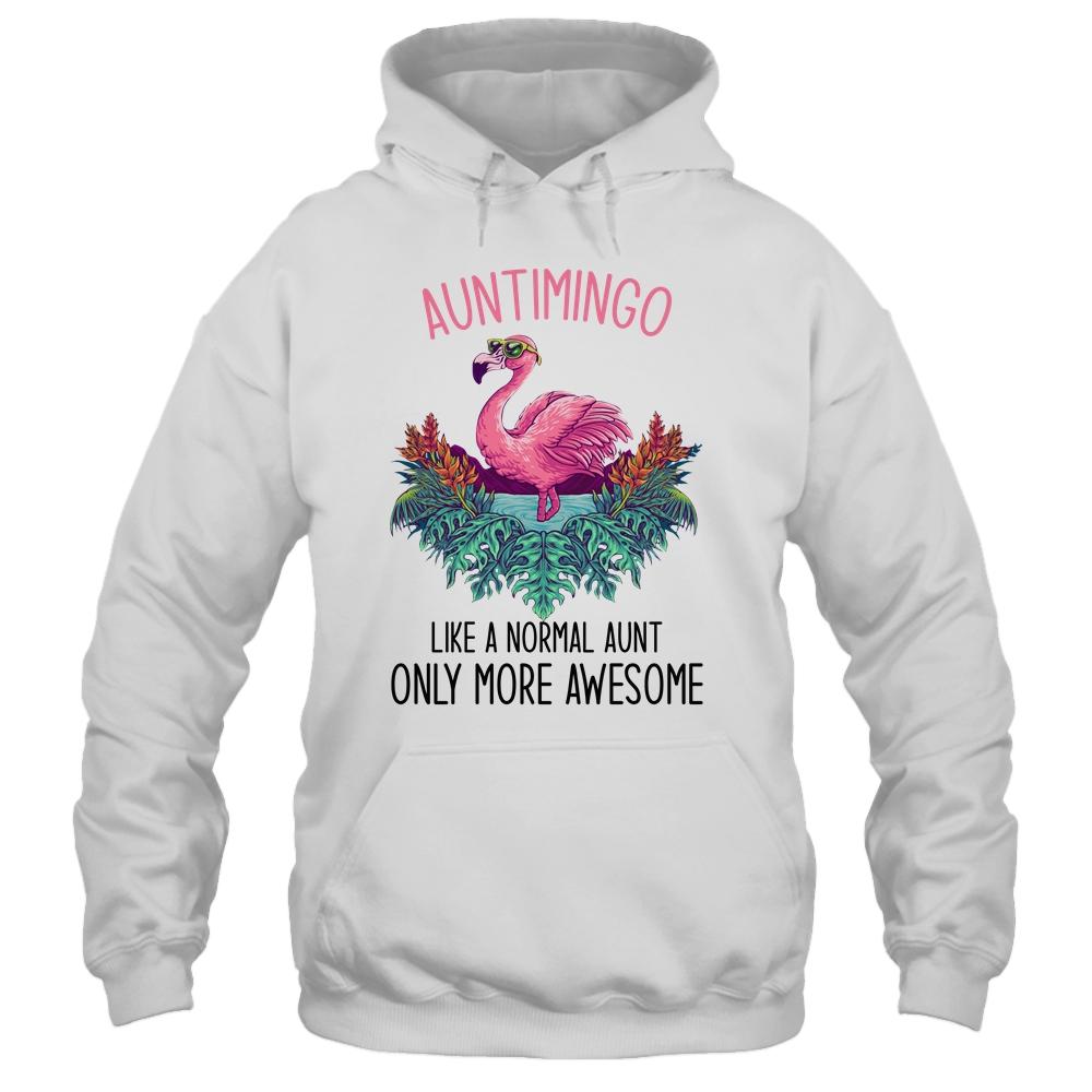 Auntimingo Like An Aunt Only Awesome Flamingo-T-Shirt & Hoodie-Pullover Hoodie-White