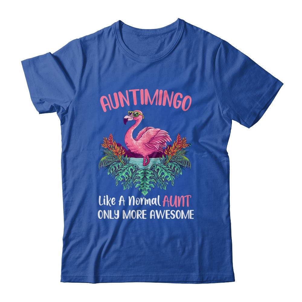 Auntimingo Like An Aunt Only Awesome Floral Flamingo Gift-T-Shirt & Hoodie-Classic T-Shirt-Royal