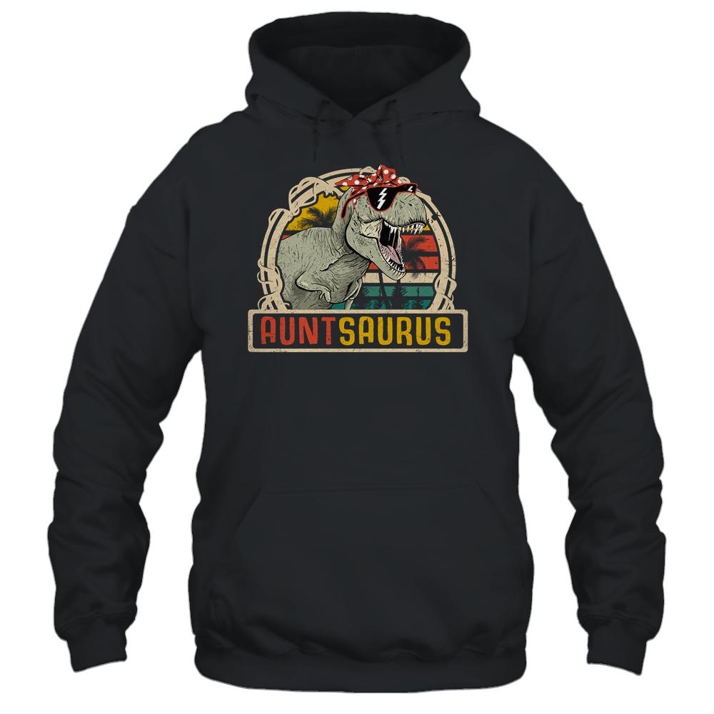 Auntsaurus T Rex Dinosaur Aunt Saurus Family Matching-T-Shirt & Hoodie-Pullover Hoodie-Black