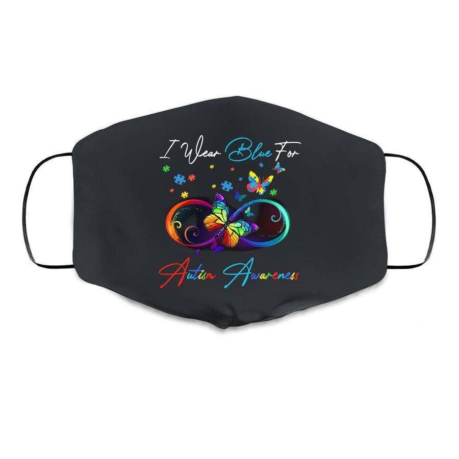 Autism Awareness I Wear Blue For Autism Awareness Cloth Face Mask-Cloth Face Mask-Cloth Face Mask-Black