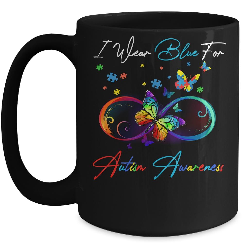 Autism Awareness I Wear Blue For Autism Awareness Mug-Coffee Mug-Mug-Black