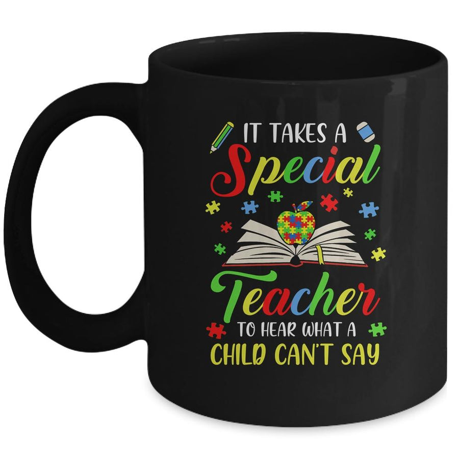 Autism Awareness Teacher It Takes A Special Teacher Mug-Coffee Mug-Mug-Black
