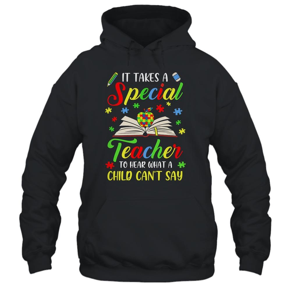 Autism Awareness Teacher It Takes A Special Teacher-T-Shirt & Hoodie-Pullover Hoodie-Black