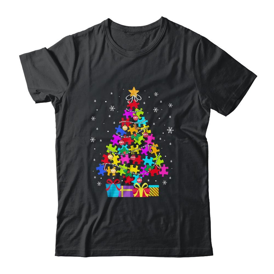 Autism Christmas Tree Gift For A Proud Autistic Person-T-Shirt & Sweatshirt-Classic T-Shirt-Black