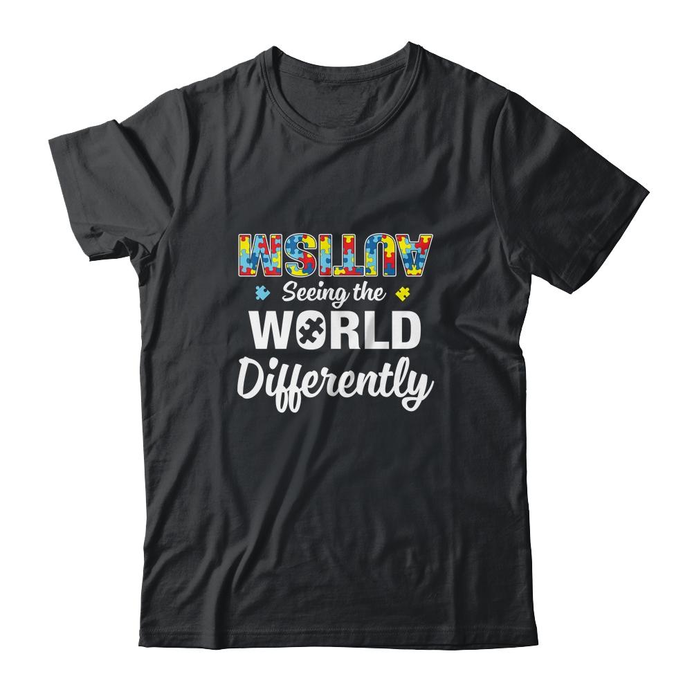 Autism Seeing The World Differently Upside Autism Awareness-T-Shirt & Hoodie-Classic T-Shirt-Black
