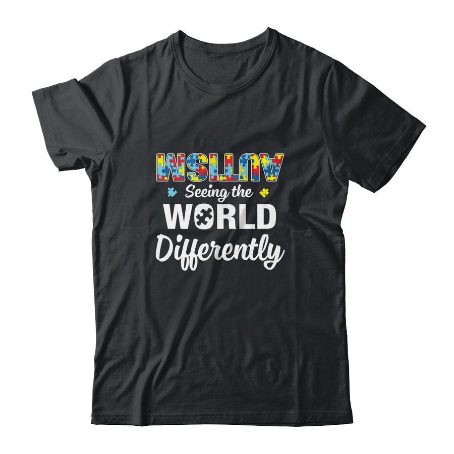 Autism Seeing The World Differently Upside Autism Awareness-T-Shirt & Hoodie-Classic T-Shirt-Black