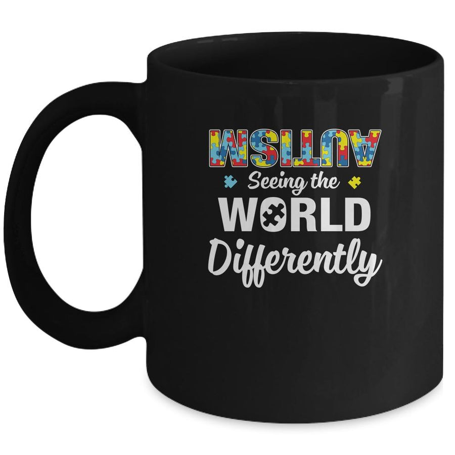Autism Seeing The World Differently Upside Autism Awareness Mug-Coffee Mug-Mug-Black