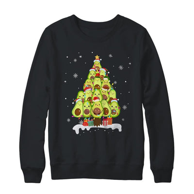 Avocado Tree Christmas Light Funny Christmas Vegans Gifts-T-Shirt & Sweatshirt-Crewneck Sweatshirt-Black