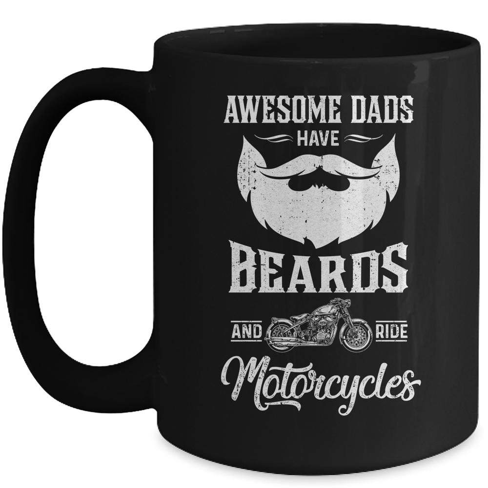 Awesome Dads Have Beards And Ride Motorcycles Best Biker Dad Mug-Coffee Mug-Mug-Black