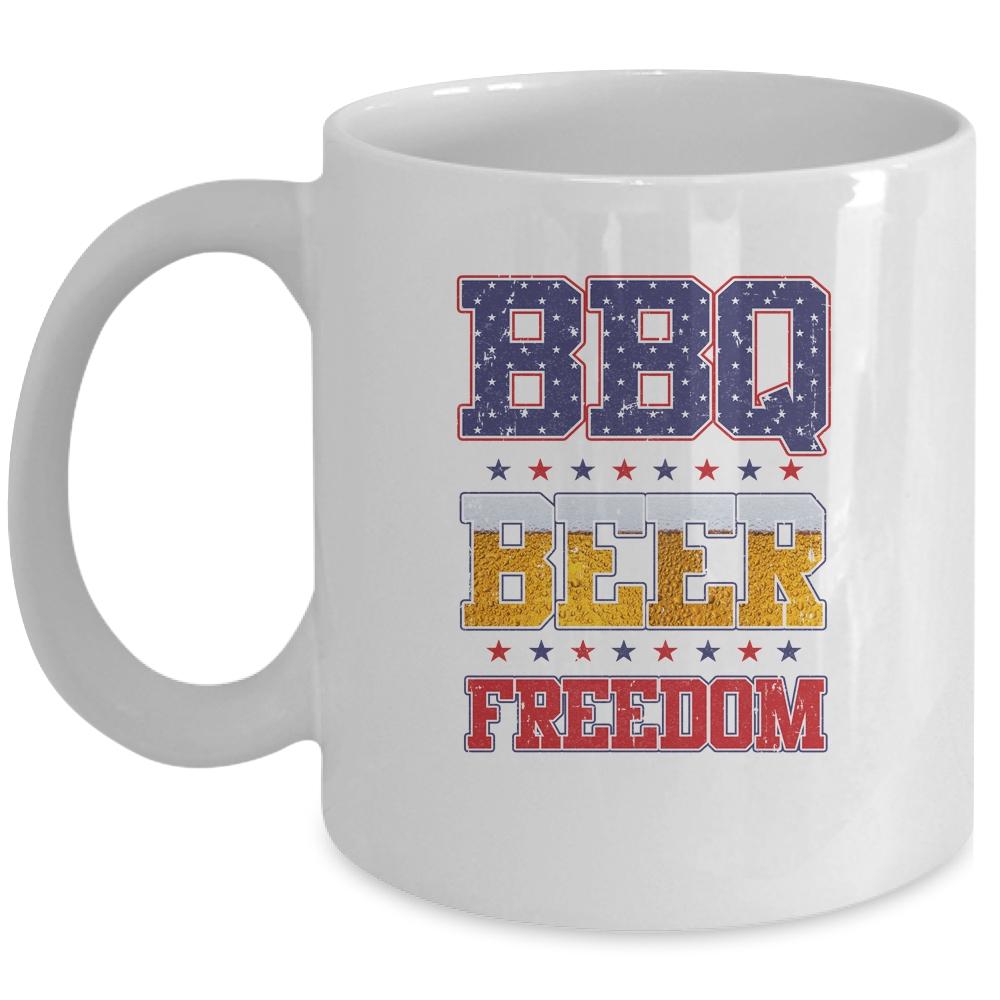 BBQ Beer Freedom America USA Party 4th of July Mug-Coffee Mug-Mug-White