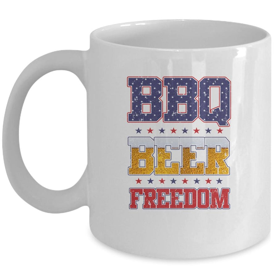 BBQ Beer Freedom America USA Party 4th of July Mug-Coffee Mug-Mug-White