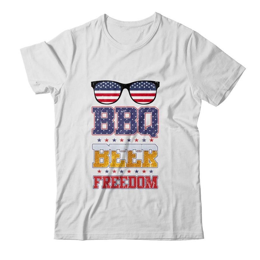 BBQ Beer Freedom Shirt USA America 2020 Proud American-T-Shirt & Tank Top-Classic T-Shirt-White