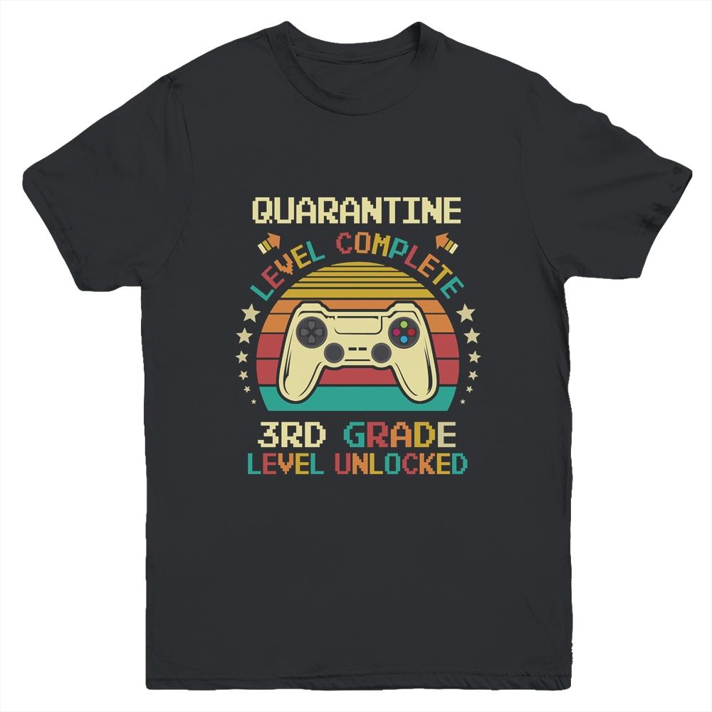 Back To School 2020 Quarantine 3rd Grade Gamer Retro Gaming Youth-Youth Shirt-Youth T-Shirt-Black