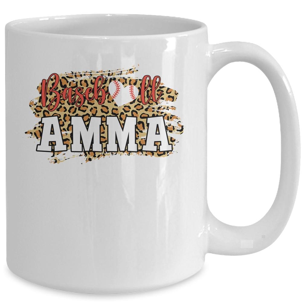 Baseball Amma Leopard Funny Softball Mother's Day Mug-Coffee Mug-