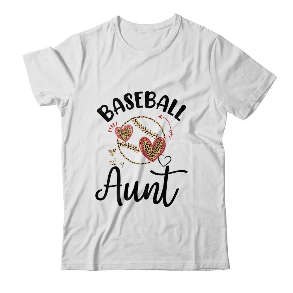 Baseball Aunt Leopard Heart Love-T-Shirt & Tank Top-Classic T-Shirt-White