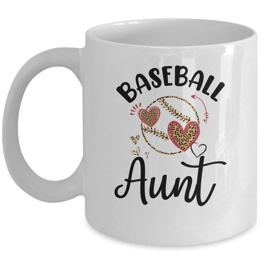 Baseball Aunt Leopard Heart Love Mug-Coffee Mug-Mug-White