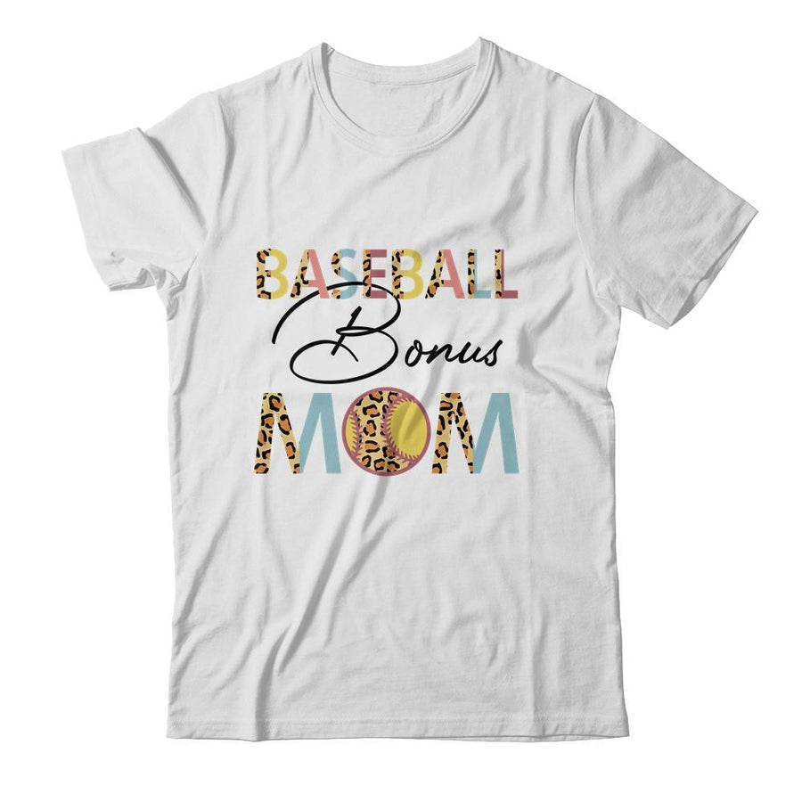Baseball Bonus Mom Baseball Mom Leopard Mothers Day-T-Shirt & Tank Top-Classic T-Shirt-White