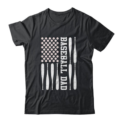 Baseball Dad Vintage USA American Flag Father's Day-T-Shirt & Hoodie-Classic T-Shirt-Black