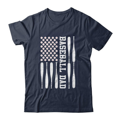 Baseball Dad Vintage USA American Flag Father's Day-T-Shirt & Hoodie-Classic T-Shirt-Navy