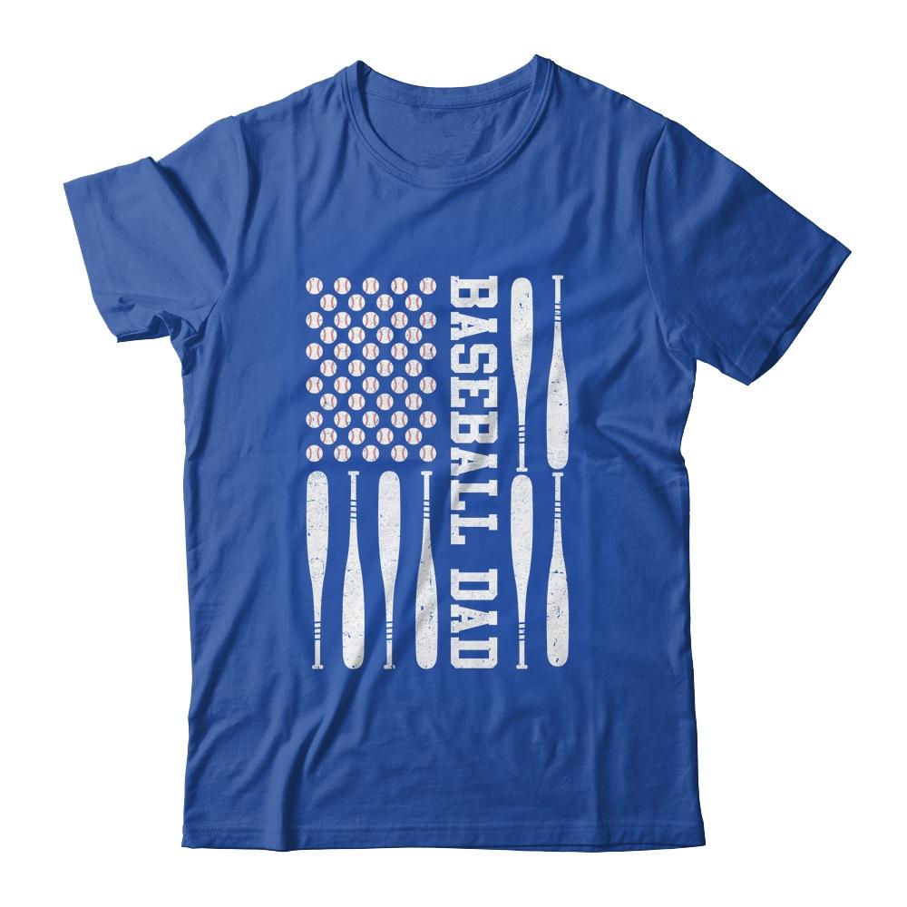 Baseball Dad Vintage USA American Flag Father's Day-T-Shirt & Hoodie-Classic T-Shirt-Royal