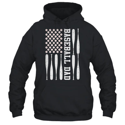 Baseball Dad Vintage USA American Flag Father's Day-T-Shirt & Hoodie-Pullover Hoodie-Black