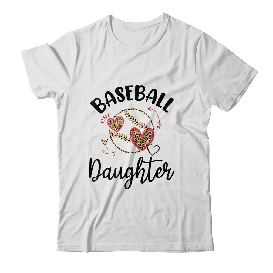 Baseball Daughter Leopard Heart Love-T-Shirt & Tank Top-Classic T-Shirt-White