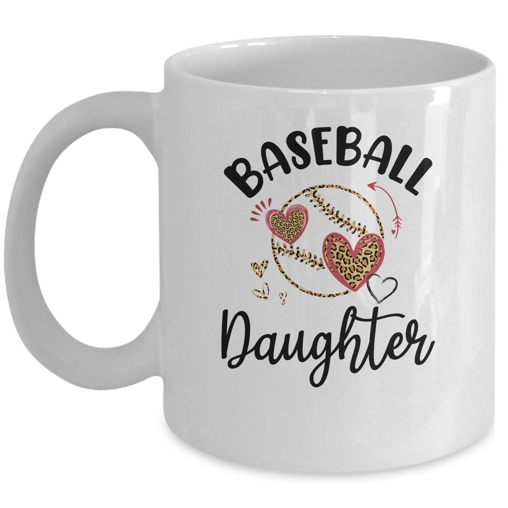 Baseball Daughter Leopard Heart Love Mug-Coffee Mug-Mug-White
