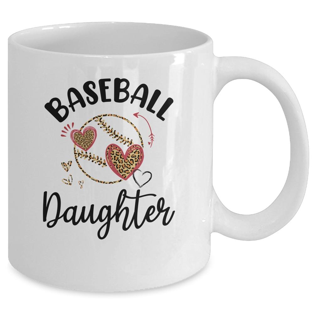Baseball Daughter Leopard Heart Love Mug-Coffee Mug-