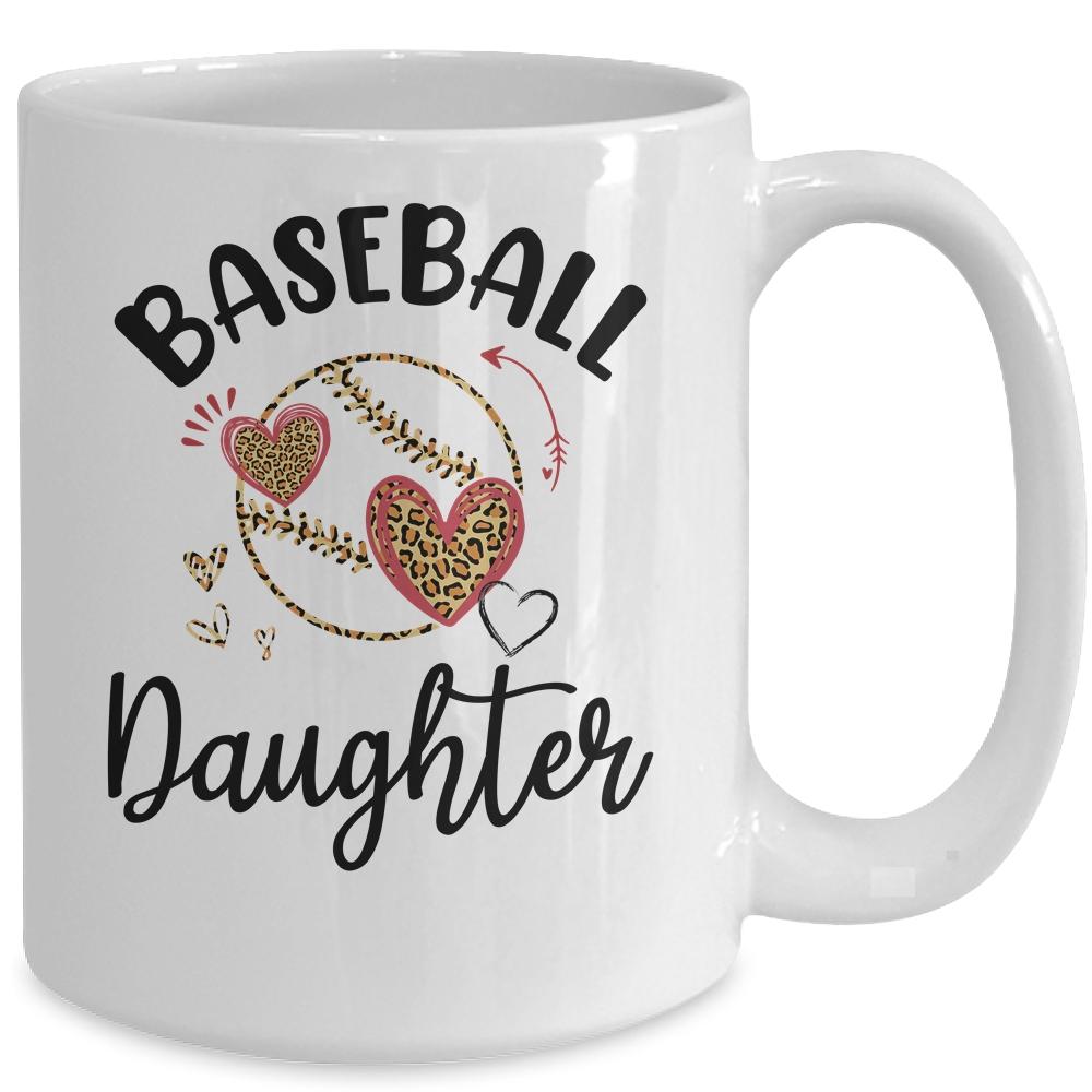 Baseball Daughter Leopard Heart Love Mug-Coffee Mug-