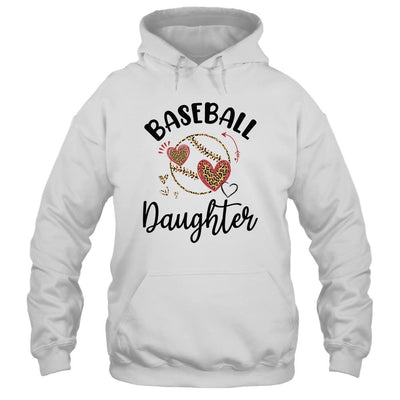 Baseball Daughter Leopard Heart Love-T-Shirt & Tank Top-Pullover Hoodie-White