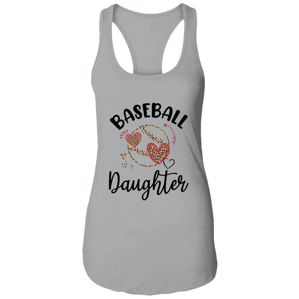 Baseball Daughter Leopard Heart Love-T-Shirt & Tank Top-Women's Ideal Racerback Tank-Heather Grey