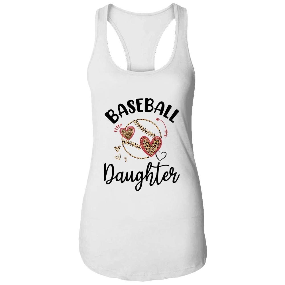 Baseball Daughter Leopard Heart Love-T-Shirt & Tank Top-Women's Ideal Racerback Tank-White