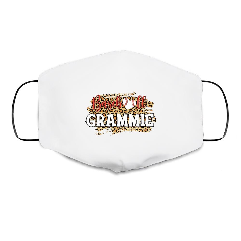Baseball Grammie Leopard Funny Softball Mother's Day Cloth Face Mask-Cloth Face Mask-Cloth Face Mask-White