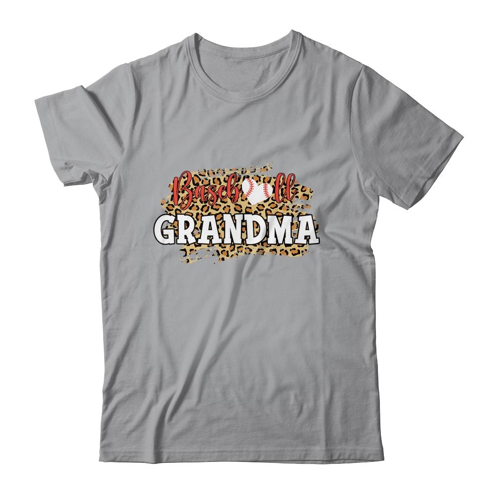 Baseball Grandma Leopard Funny Softball Mother's Day-T-Shirt & Tank Top-Classic T-Shirt-Sport Grey