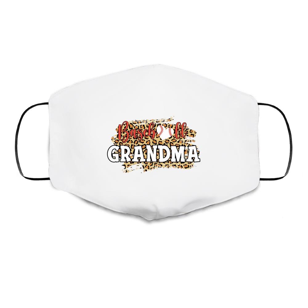 Baseball Grandma Leopard Funny Softball Mother's Day Cloth Face Mask-Cloth Face Mask-Cloth Face Mask-White