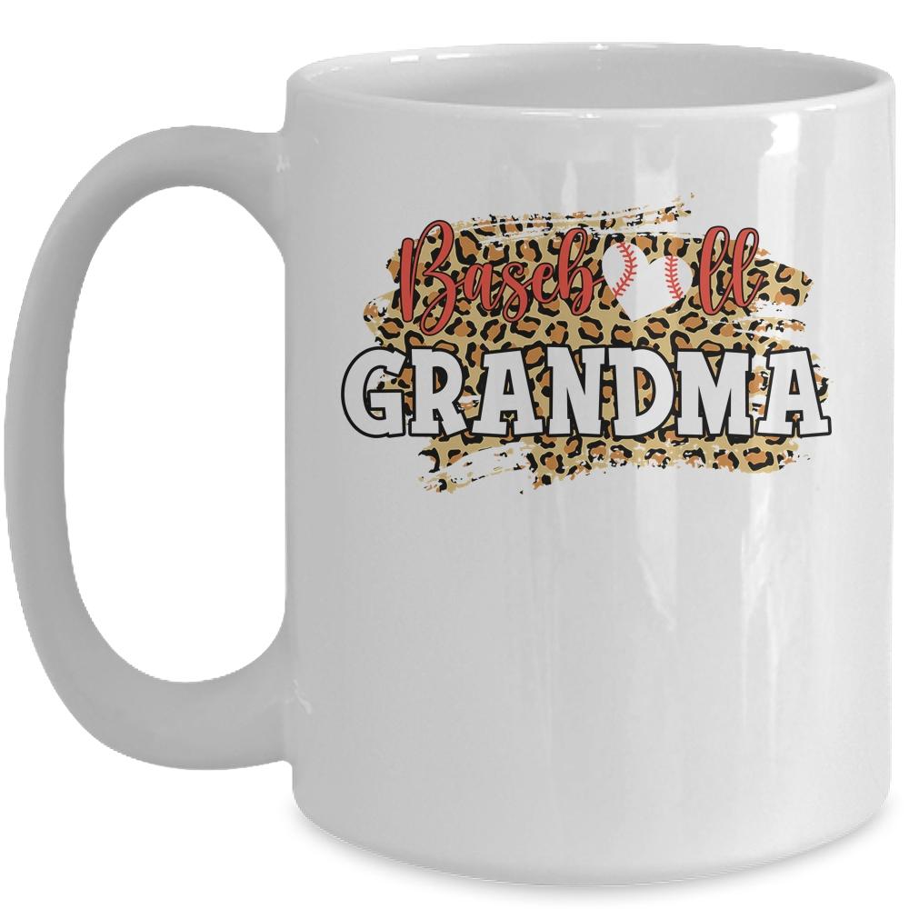 Baseball Grandma Leopard Funny Softball Mother's Day Mug-Coffee Mug-Mug-White