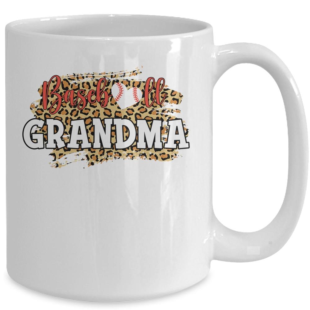 Baseball Grandma Leopard Funny Softball Mother's Day Mug-Coffee Mug-