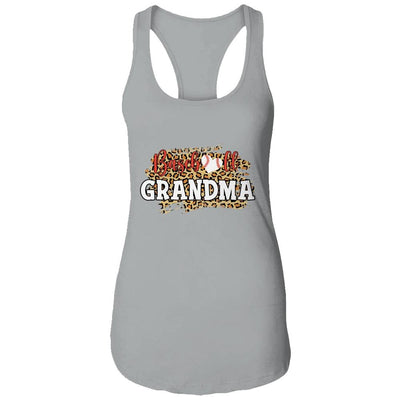 Baseball Grandma Leopard Funny Softball Mother's Day-T-Shirt & Tank Top-Women's Ideal Racerback Tank-Heather Grey